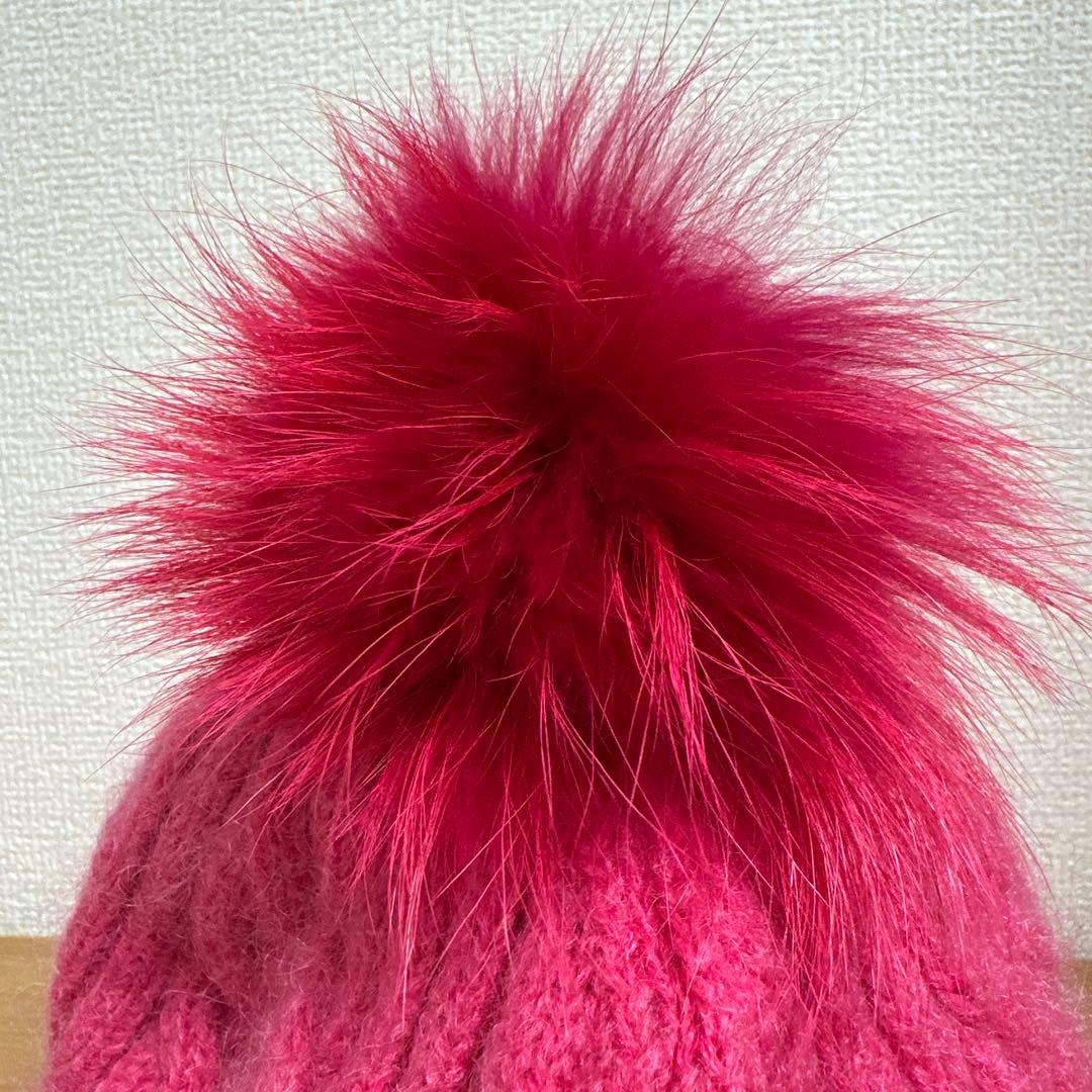 PG ポンポン付きピンクニット帽