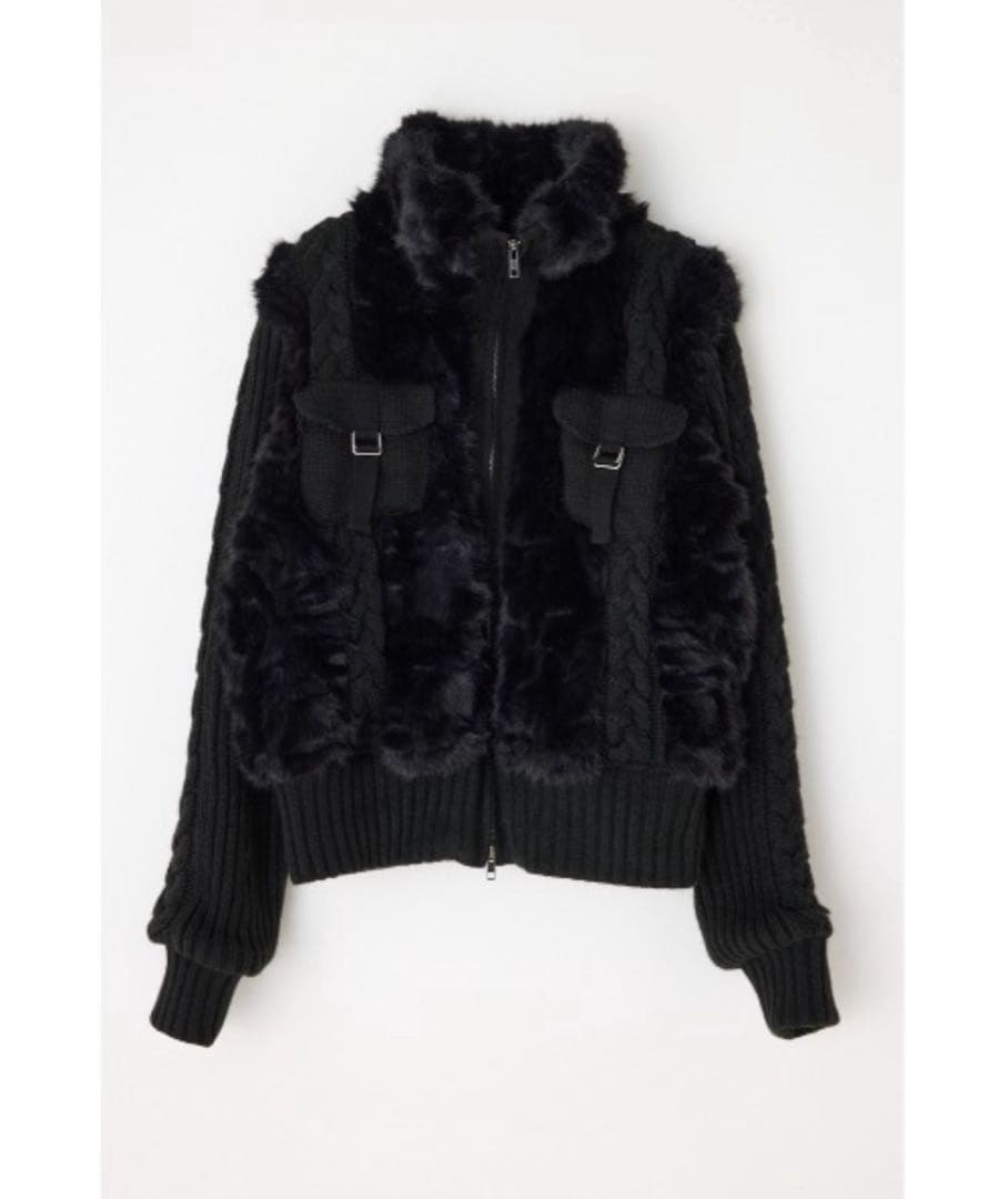LAGUAGEM cable knit faux fur ブルゾン