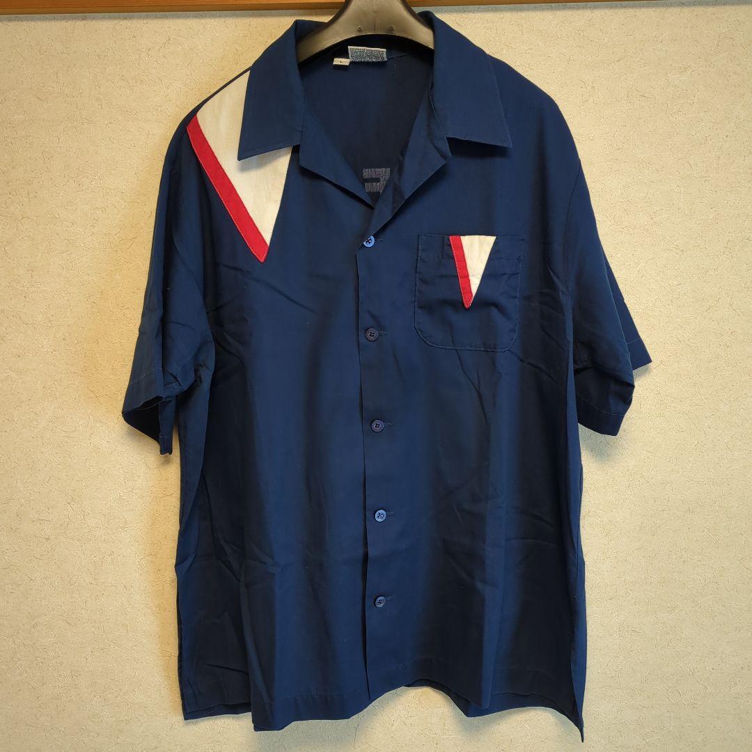 70sUSAビンテージKingLouieキングルイボウリングシャツ（ネイビー）
