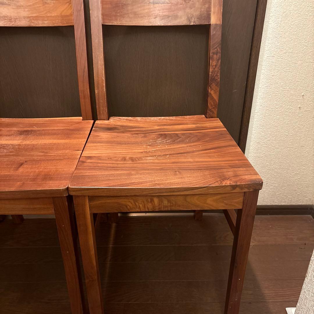 無印良品　木製ダイニングチェア 4脚セット ブラウン　ウォールナット