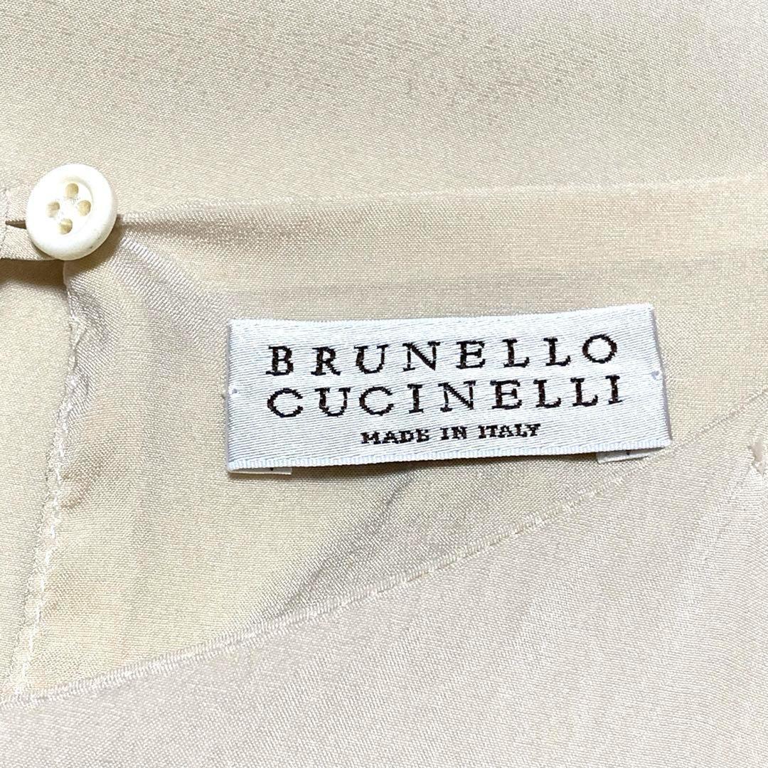 BRUNELLO CUCINELLI ブラウス シルク 袖レース【M】ベージュ