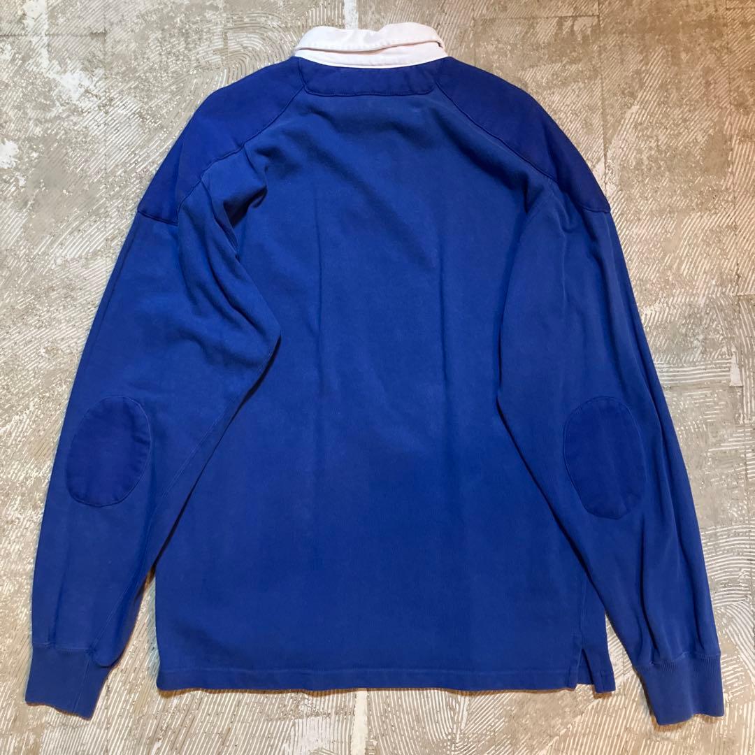 90s Polo by Ralph Lauren 長袖ラガーシャツ 刺繍 ブルー
