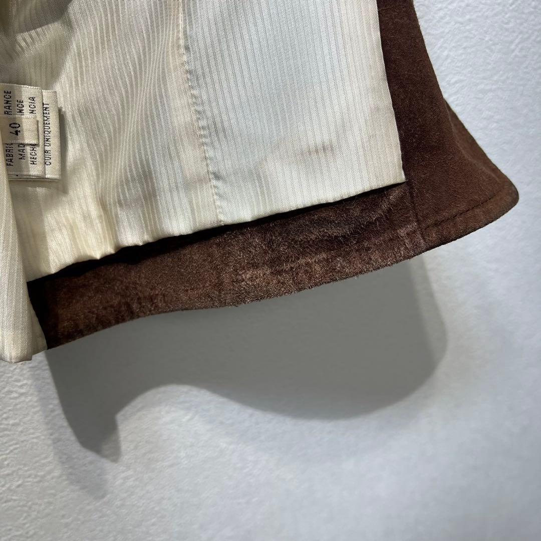 希少 HERMES マルジェラ期 上質 スエード レザー 総柄 ジップ ベスト
