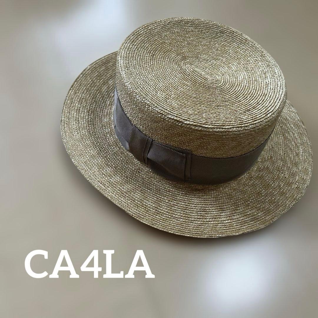 CA4LA カンカン帽　麦わら帽子 ベージュリボン