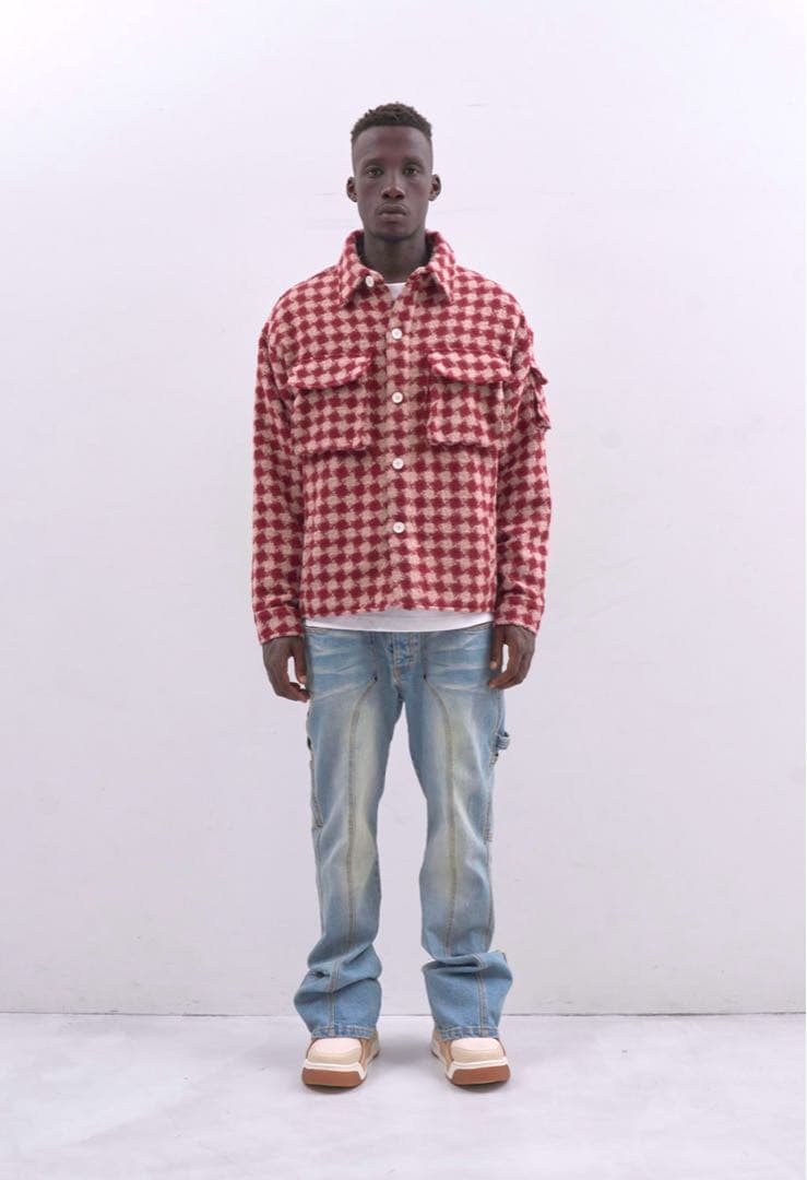 MLVINCE MILITARY CHECK JACKET RED Mサイズ