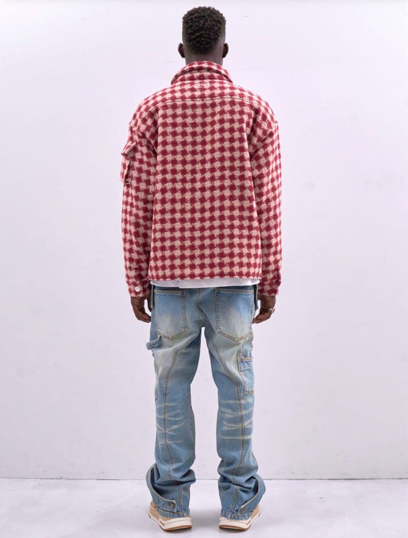 MLVINCE MILITARY CHECK JACKET RED Mサイズ