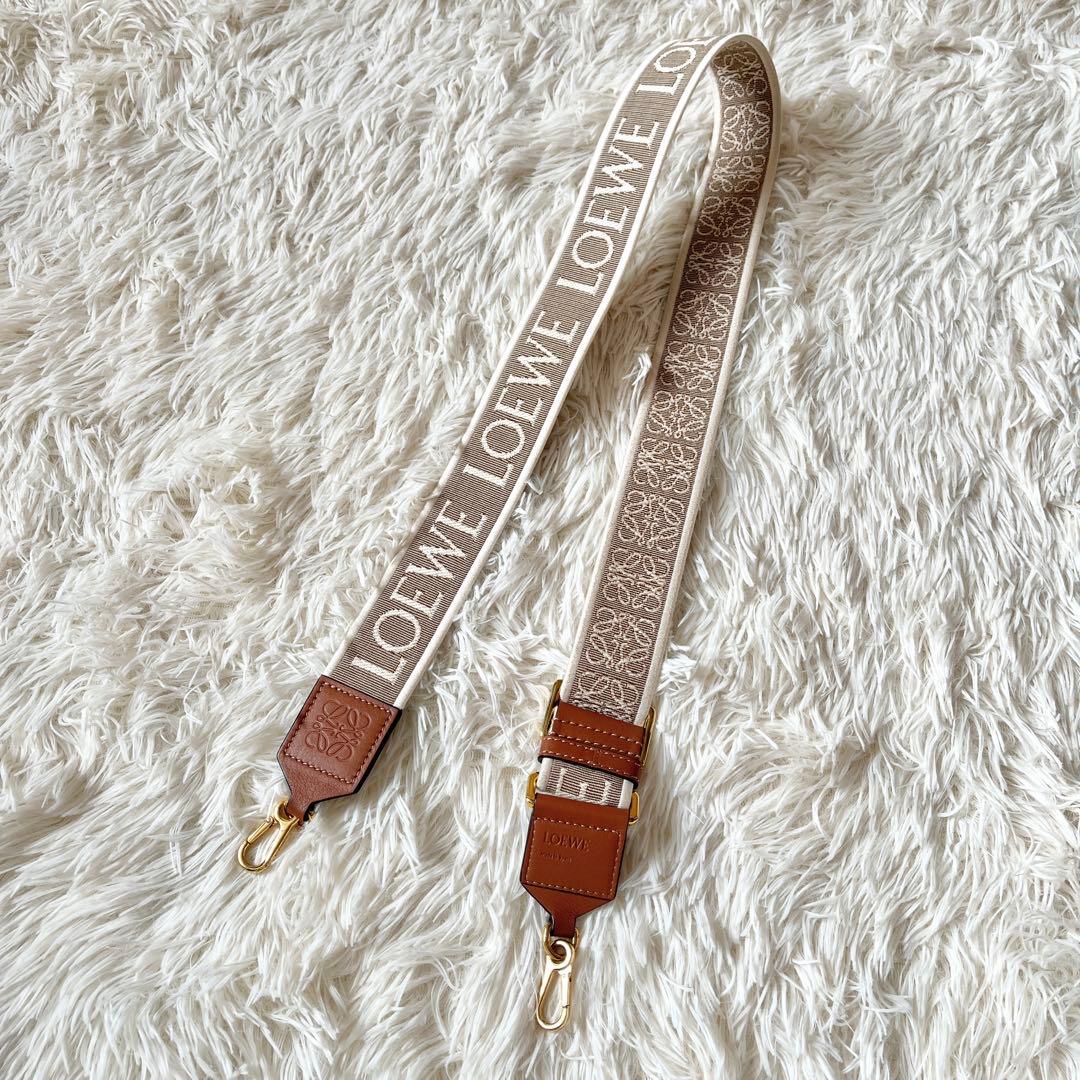 LOEWE アナグラム ストラップ　ジャカード　ベージュ　ブラウン　ロエベ