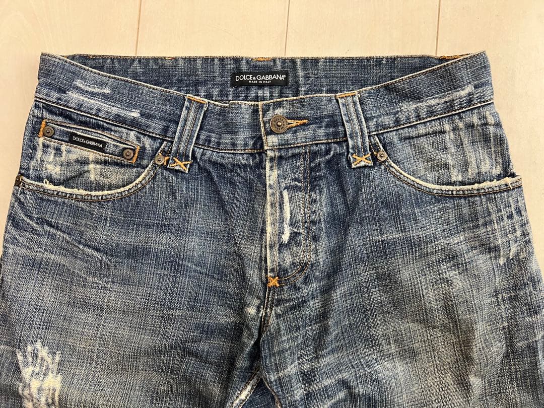 L～XL DOLCE&GABBANA ダメージ加工 デニムパンツ ITALY製