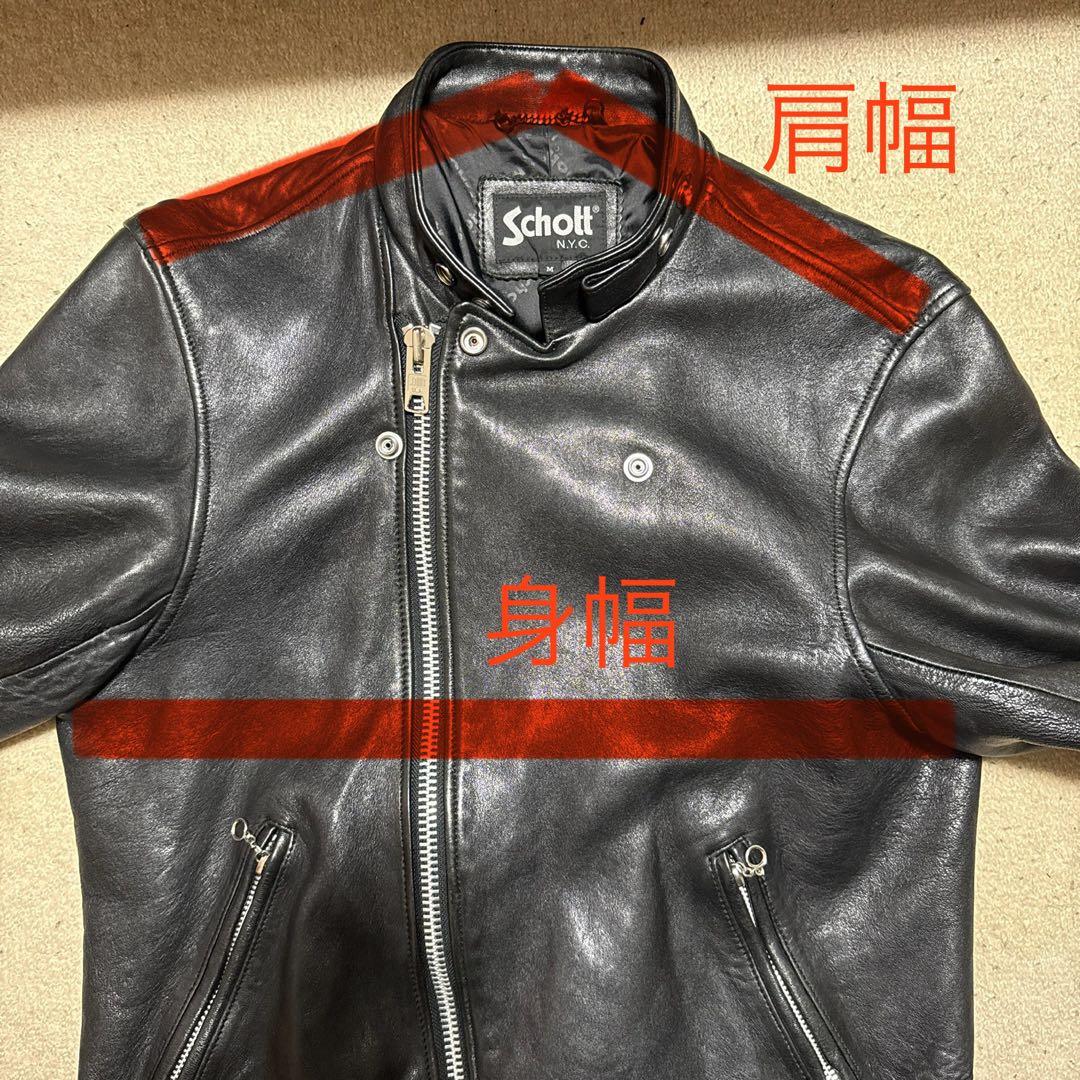 Schott セミダブルレザーライダースジャケット M