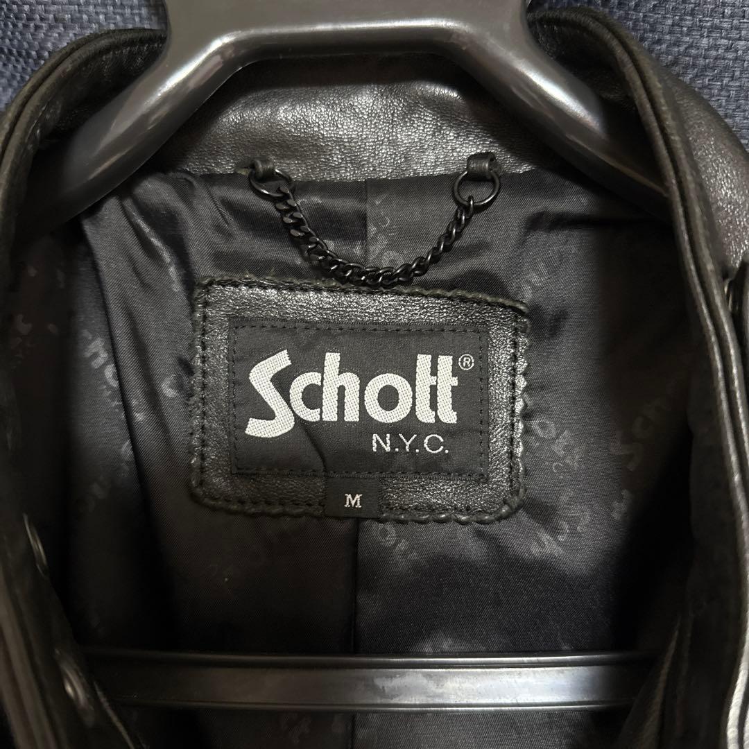 Schott セミダブルレザーライダースジャケット M
