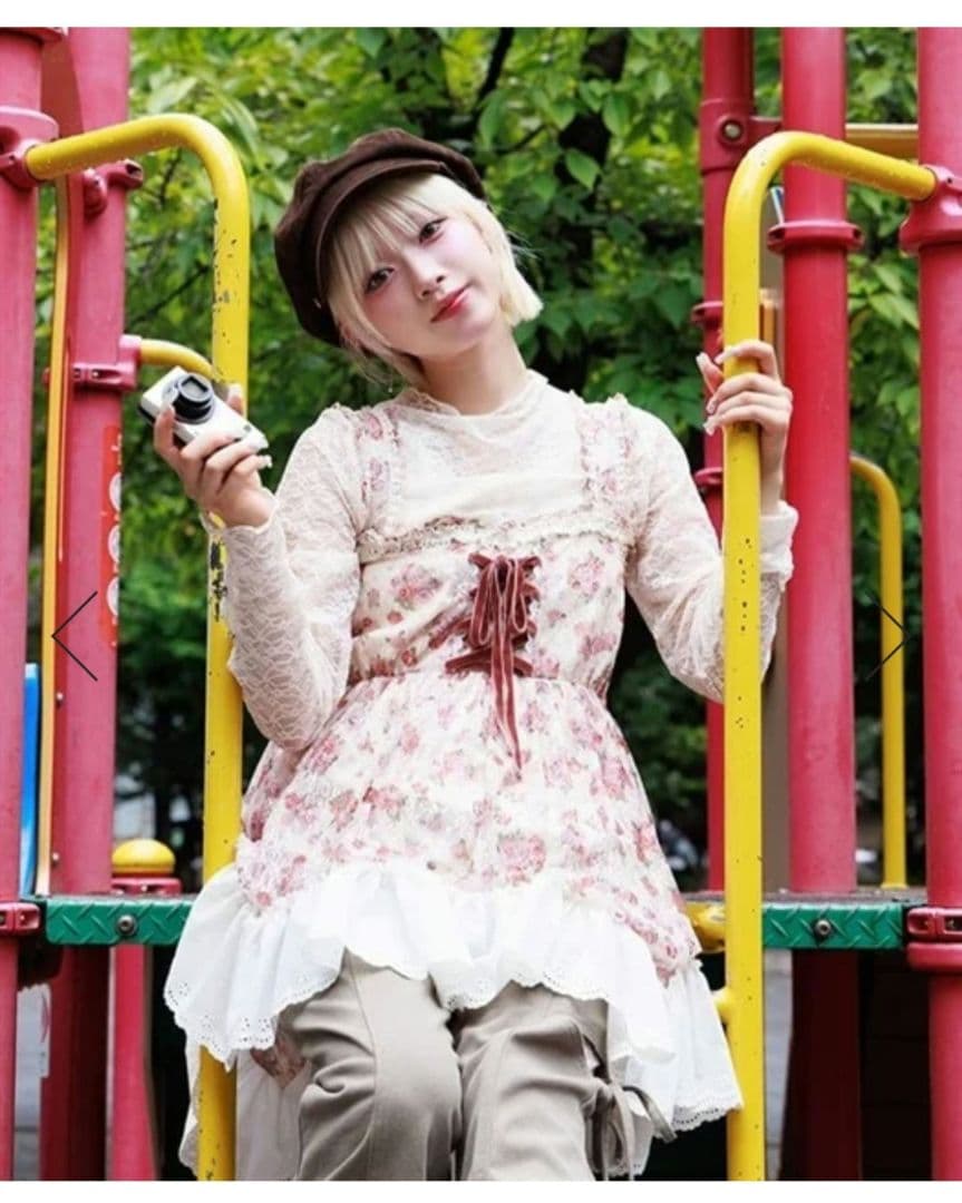 花柄レースチュニック axes femme