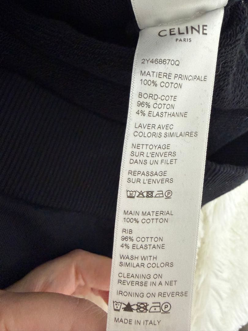 【美品】CELINE ルーズ フーディー / コットンフリース　ブラック