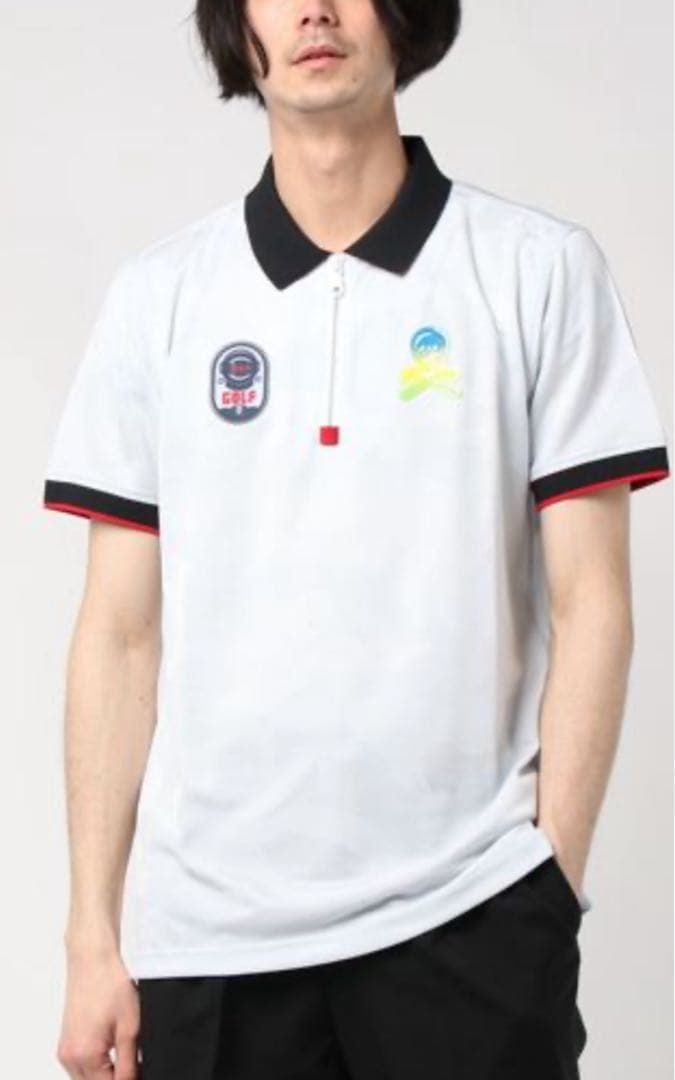極美品 MARK&LONA ハーフジップ ポロシャツ スカルロゴ シャツ XL