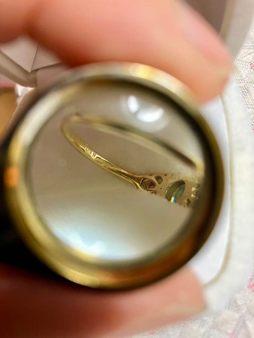 K18＊モンタナサファイア0.39ct.＆ピンクサファイアリング11号です