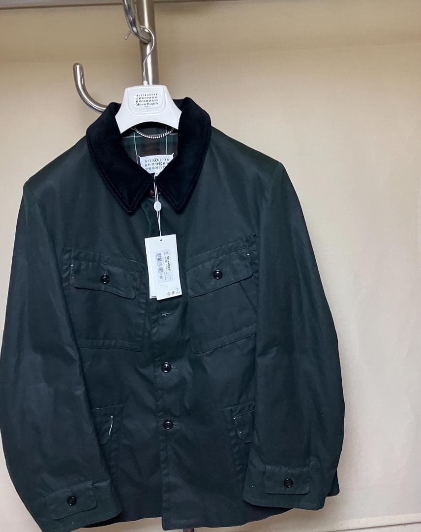新品 50 マルジェラ 22aw ワックス ジャケット 緑 17528
