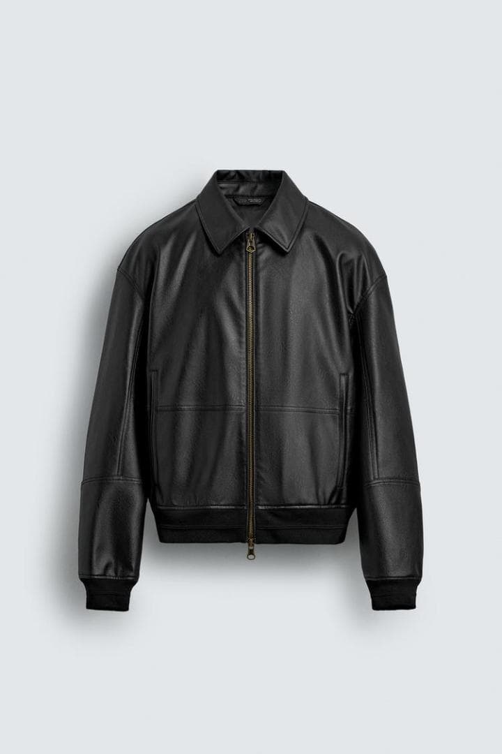 【試着のみ】ZARA フェイクレザー ボンバージャケット Mサイズ