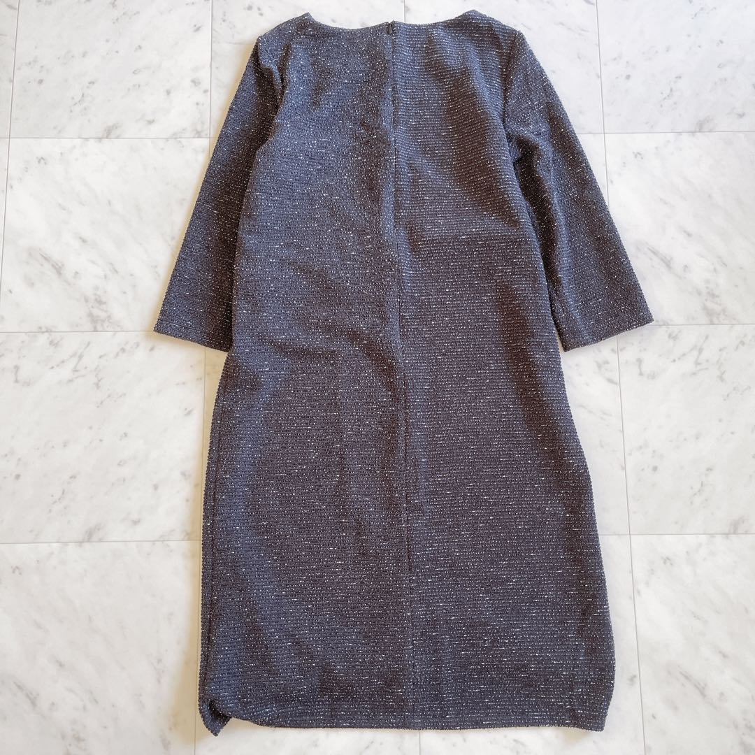 美品★アンタイトル【大きいサイズ✨4】ツイードライク ジャージ サックワンピース