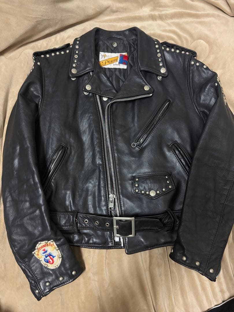 Schott USA製 スタッズ レザー ダブルライダースジャケット 牛革 限定
