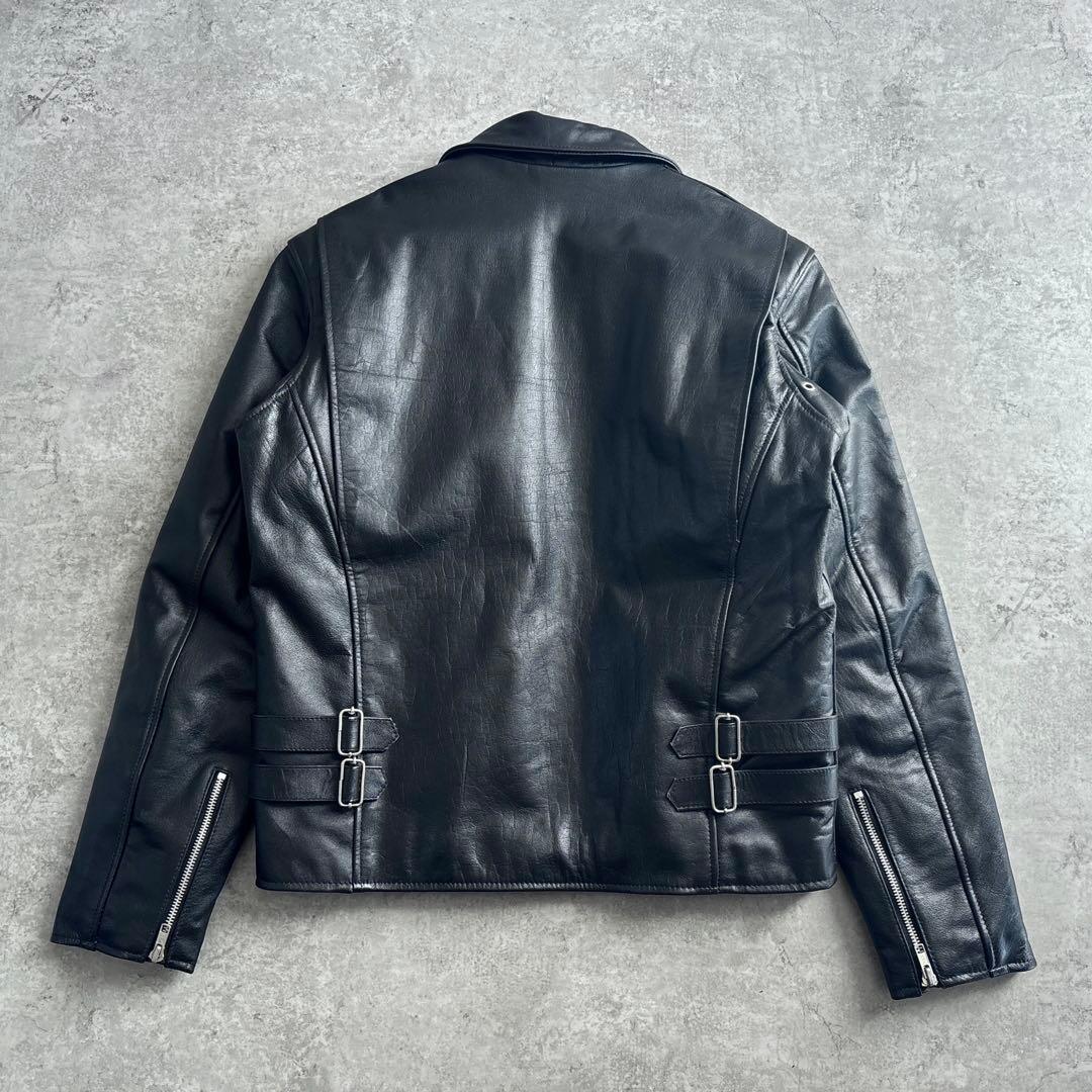 美品■HORN WORKS【LL】本革 レザー ライダースジャケット ブラック