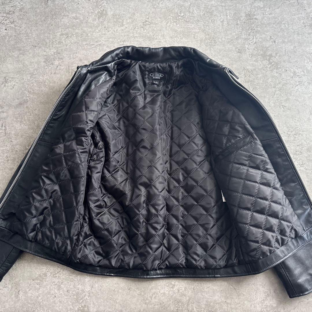 美品■HORN WORKS【LL】本革 レザー ライダースジャケット ブラック