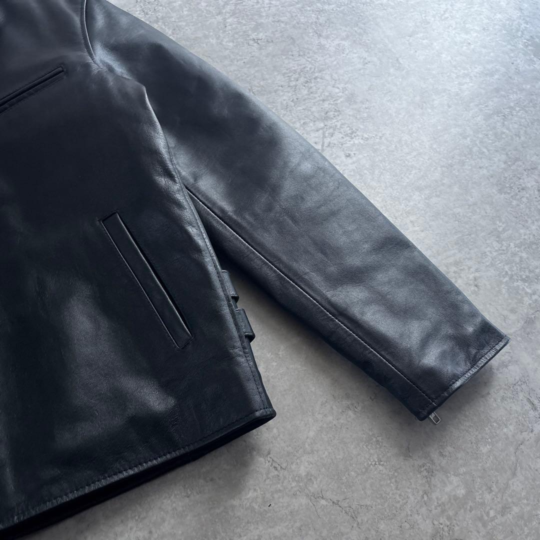 美品■HORN WORKS【LL】本革 レザー ライダースジャケット ブラック