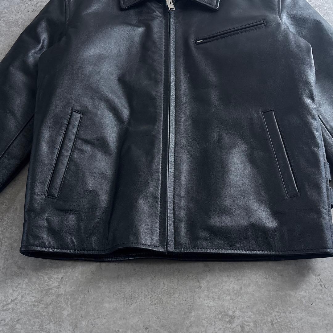 美品■HORN WORKS【LL】本革 レザー ライダースジャケット ブラック