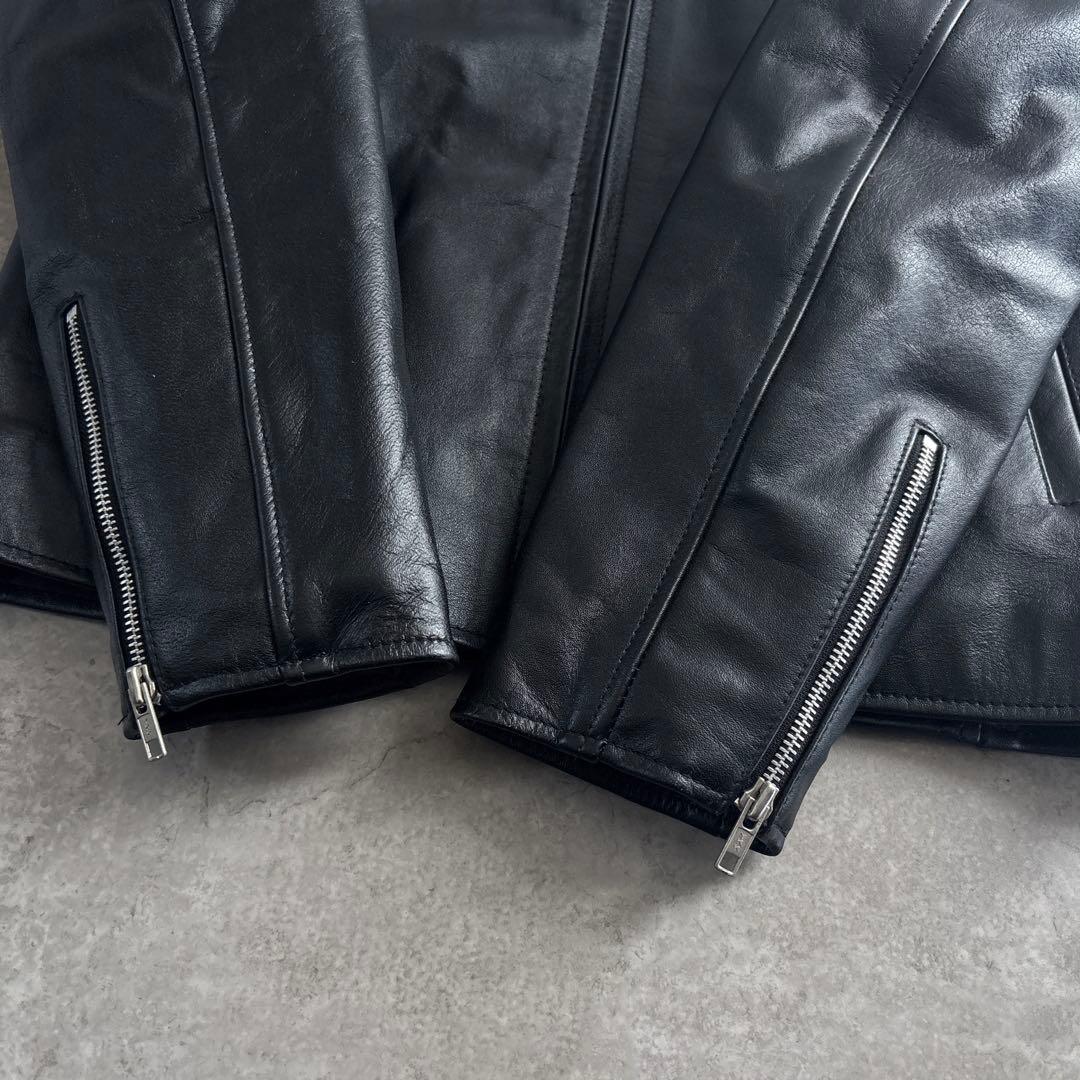 美品■HORN WORKS【LL】本革 レザー ライダースジャケット ブラック