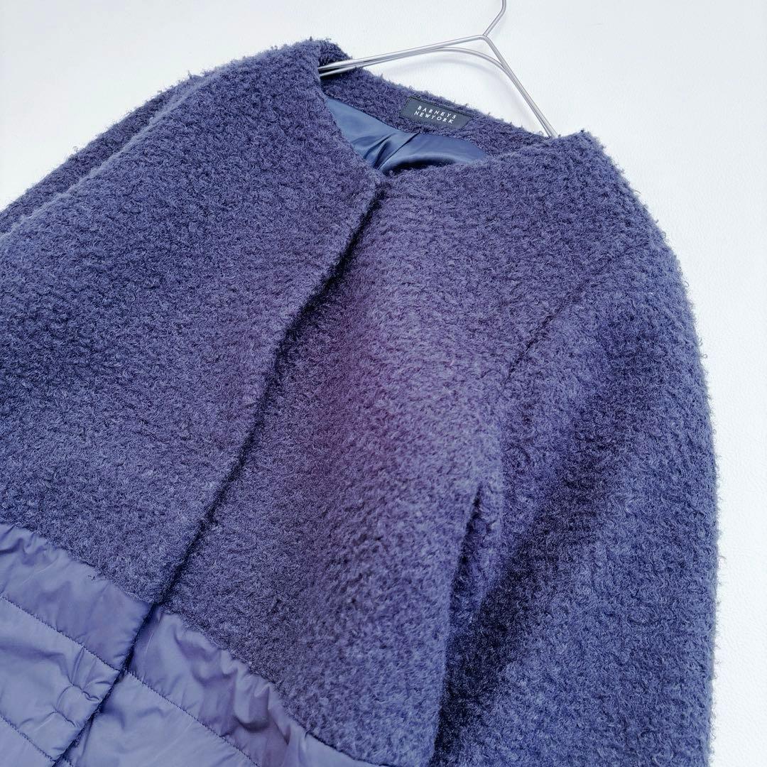 BARNEYS NEWYORK ノーカラー ロングコート カシミヤ M