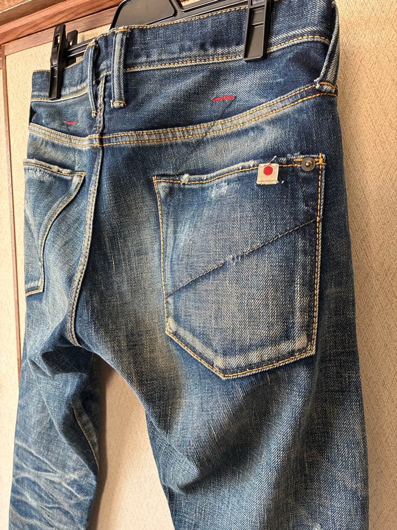 DeeTA ジェフリー スリム デニム パンツ リペア w28ブルー