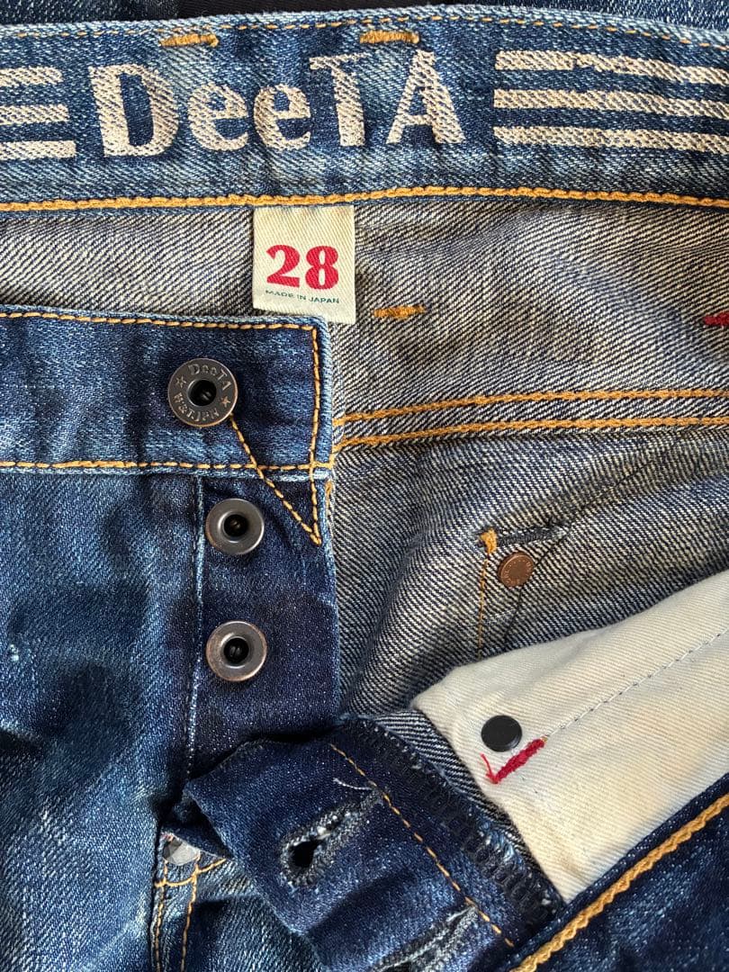 DeeTA ジェフリー スリム デニム パンツ リペア w28ブルー
