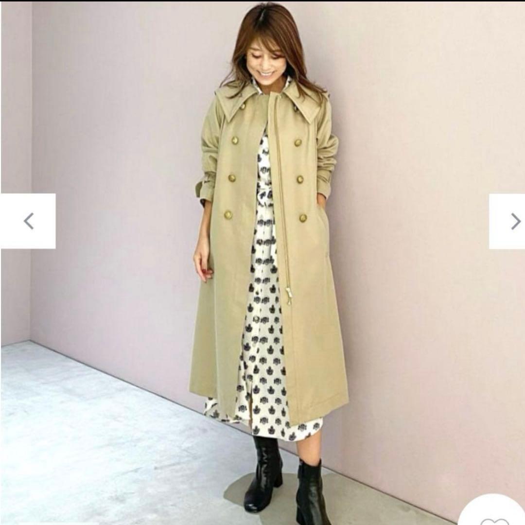 ほぼ未使用　グレースクラス　総柄シャツワンピース ウエストリボン　長袖