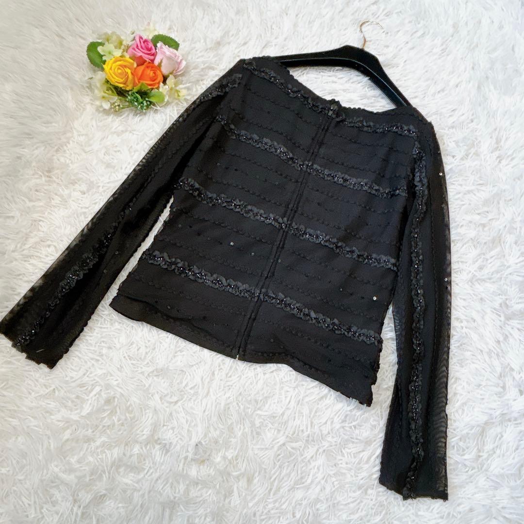 美品 ダンス衣装✨タダシ・ショージの黒、スパンコール、シルクのトップス