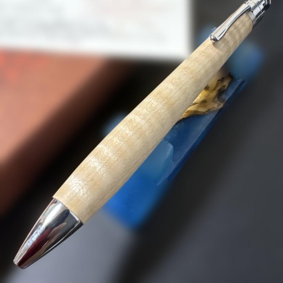 〈極美品〉工房楔　楓　ちぢみ杢　ルーチェペン　ボールペン
