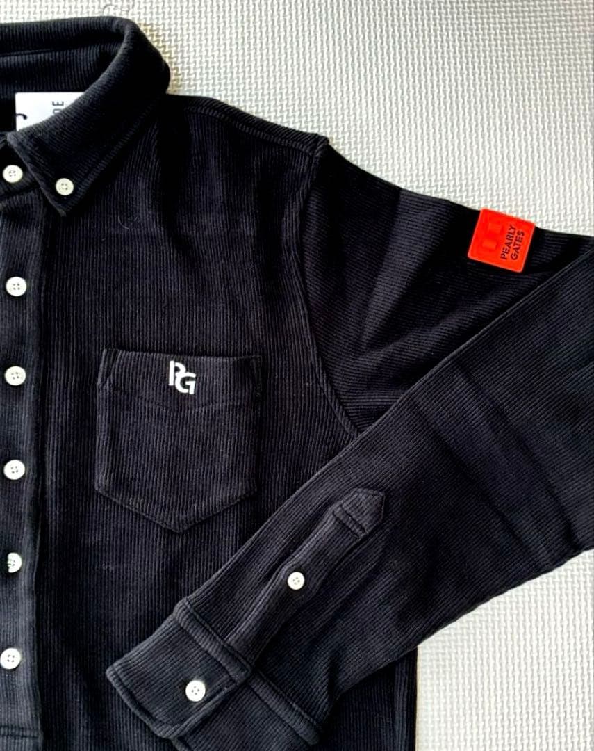パーリーゲイツ リブワッフル ボタンダウン長袖ポロシャツ（D.NAVY／5）