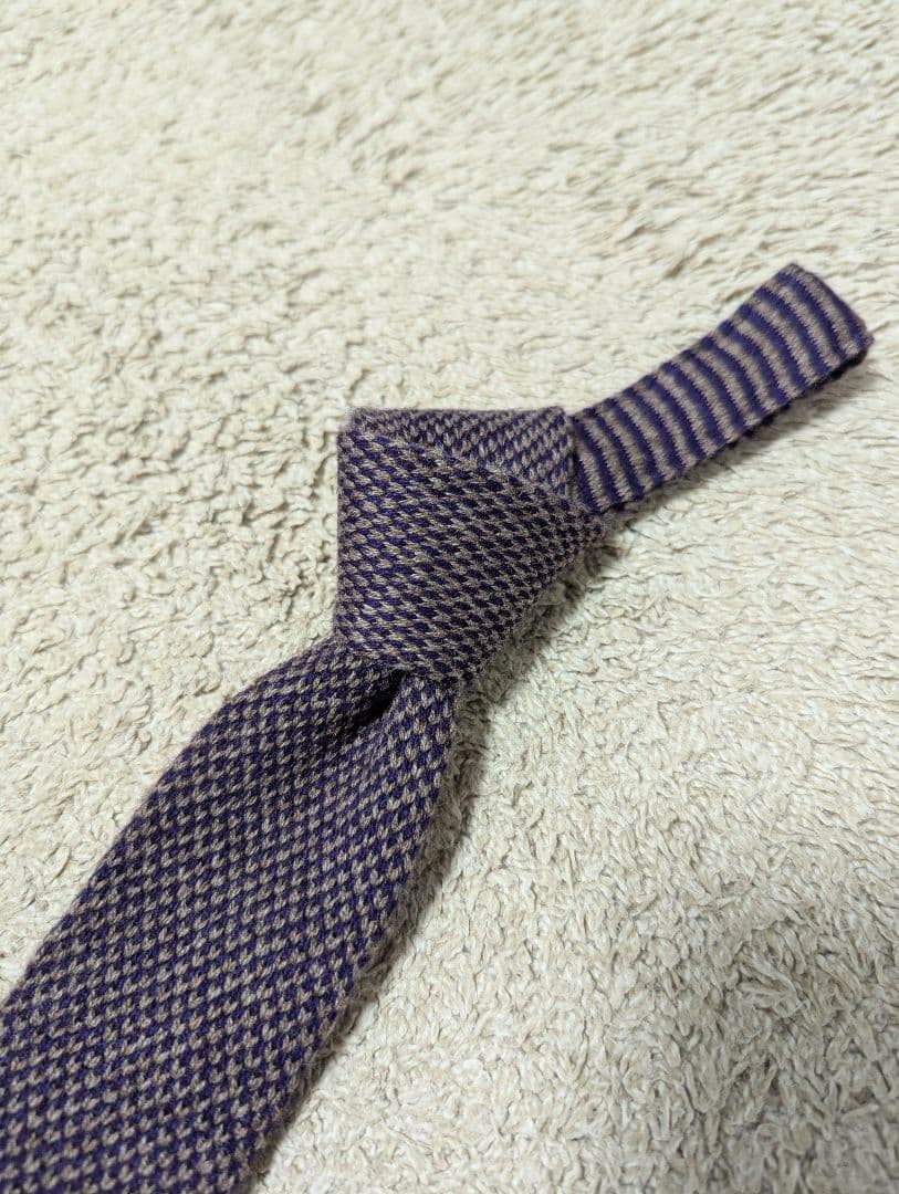 未使用品　フランコバッシ　ネクタイ　ニットタイ　カシミヤ　パープル　イタリア製