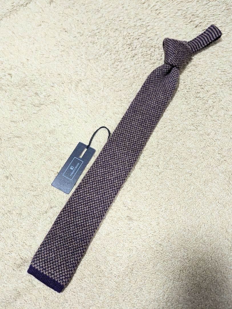 未使用品　フランコバッシ　ネクタイ　ニットタイ　カシミヤ　パープル　イタリア製