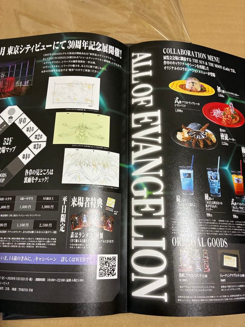 ALL OF EVANGELION 図録　開きフライヤー割引券会場限定付箋カード