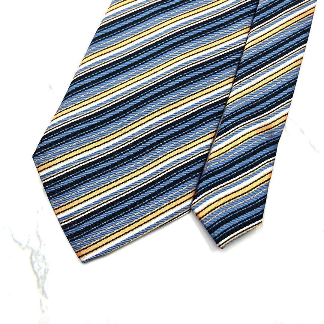 ◆美品◆ dunhill ダンヒル ネクタイ ストライプ柄 青色 カジュアル