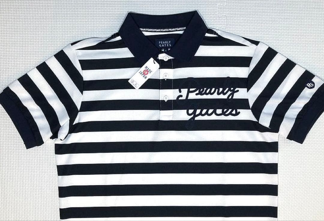 パーリーゲイツ ソルディフェンダーサーマル ボーダーポロシャツ（NAVY／5）