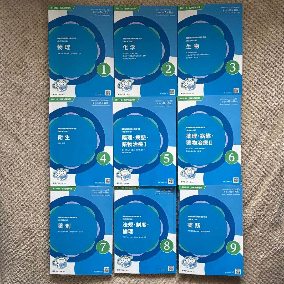 111回薬剤師国家試験対策 青問　9冊セット　回数別