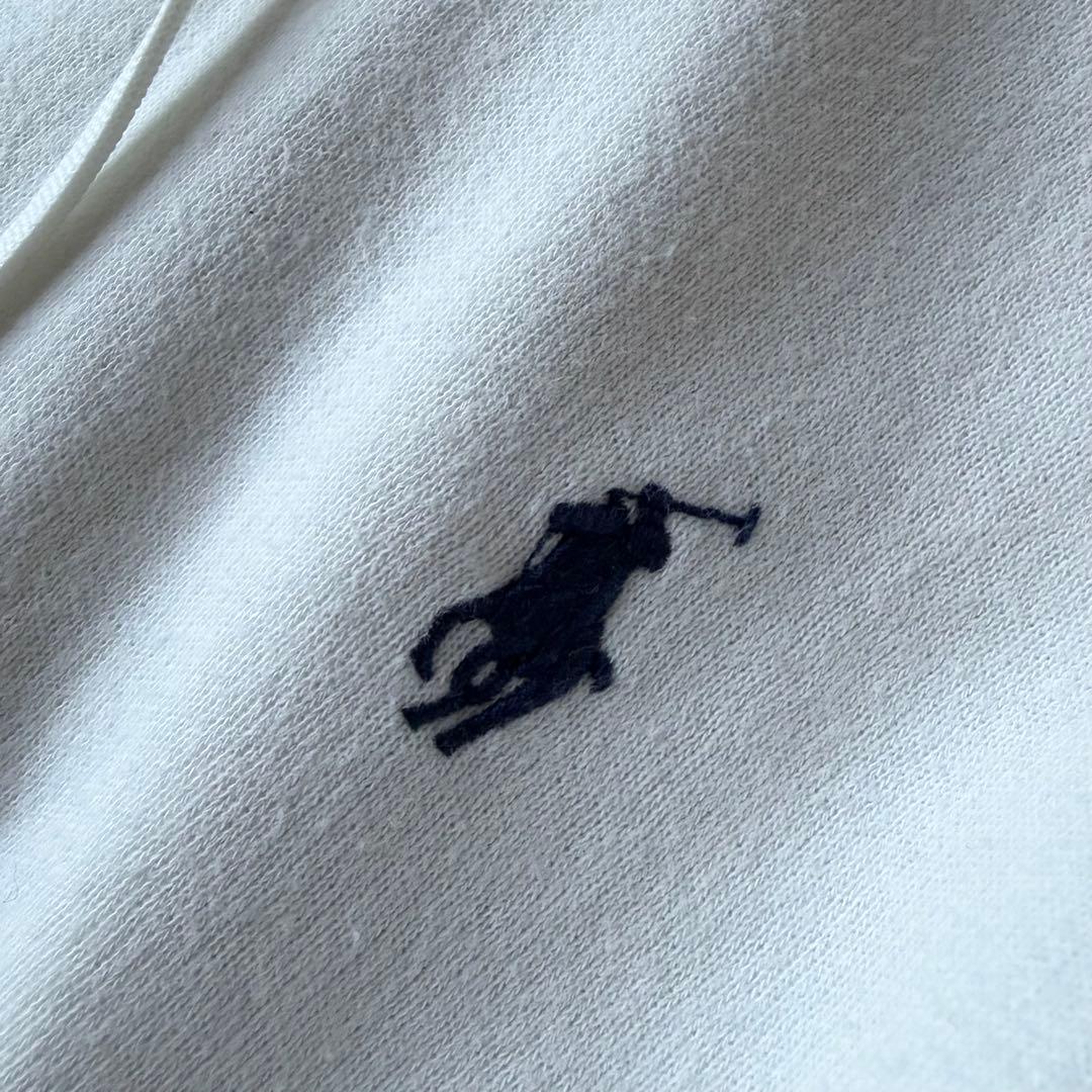 ラルフローレン 現行 パーカー M 白 刺繍ポニー 前V