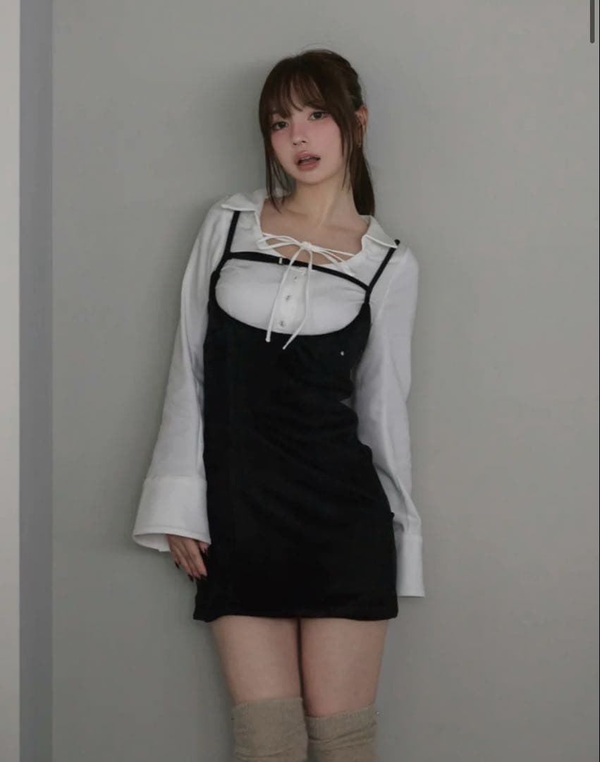 ワンピース Betty velour mini dress black andmarry