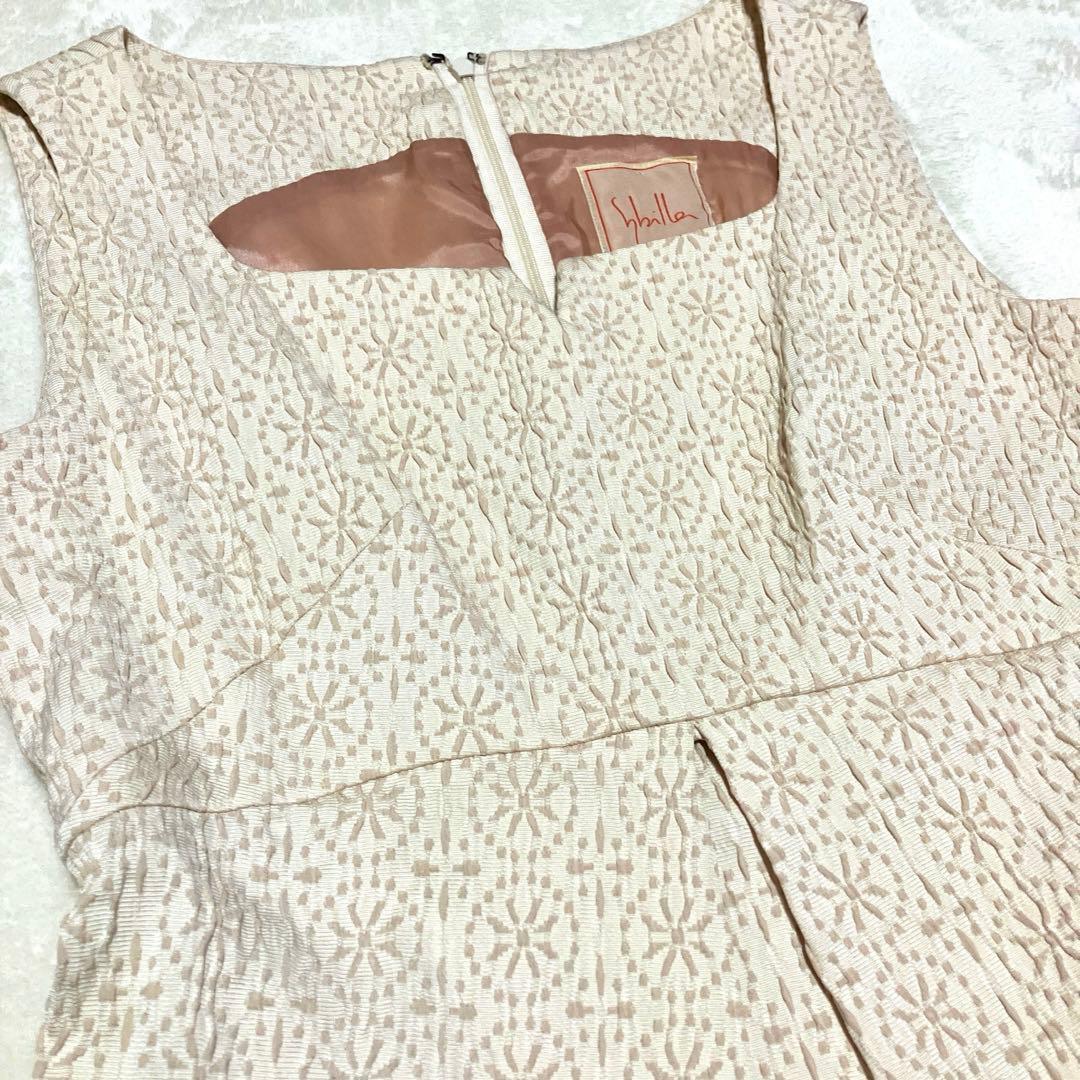 美品❣️ Sybilla シビラ ワンピース ジャガード 総柄 ベージュ 春夏 M