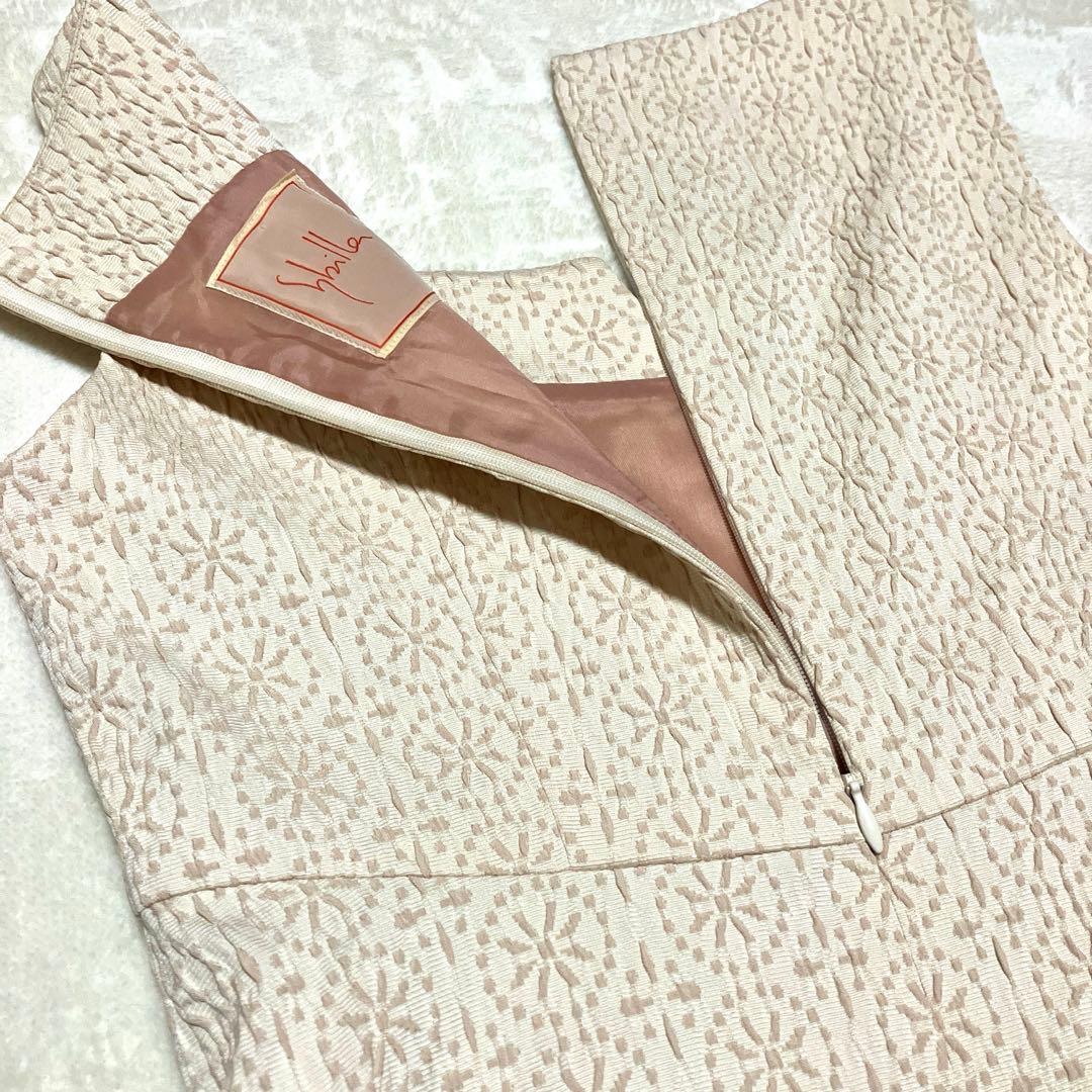 美品❣️ Sybilla シビラ ワンピース ジャガード 総柄 ベージュ 春夏 M