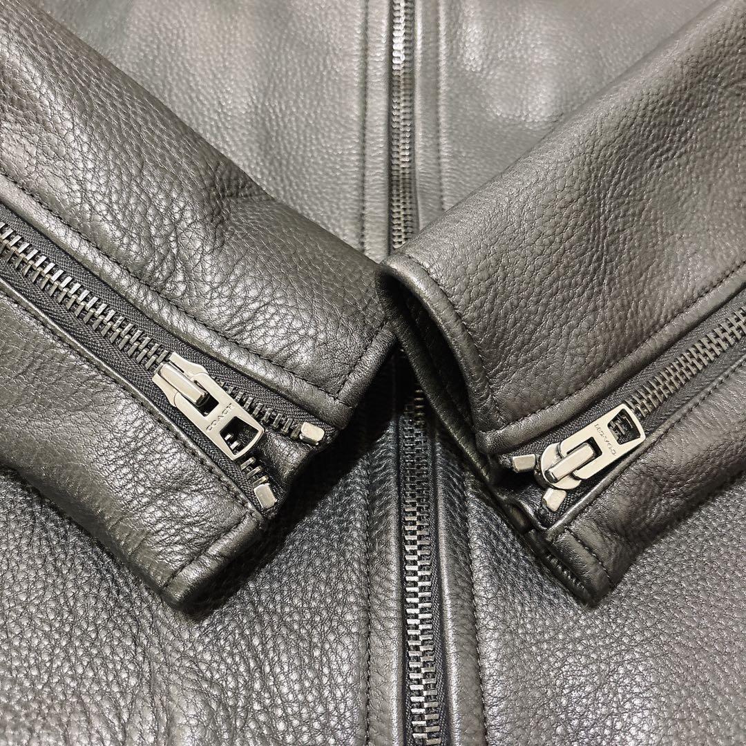 美品 COACH コーチ シングルライダース レザージャケット カウレザー 黒