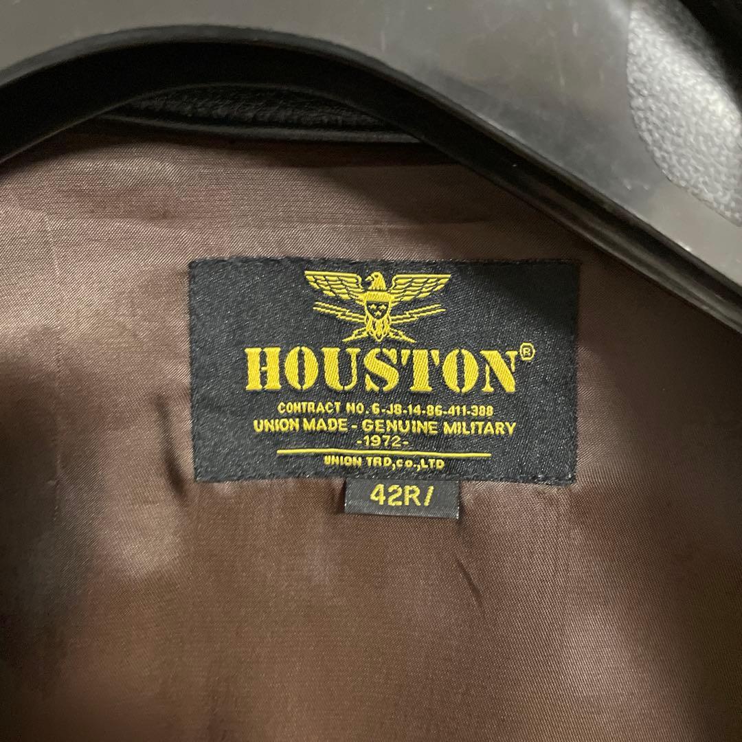 HOUSTON ブラックレザージャケット 42R