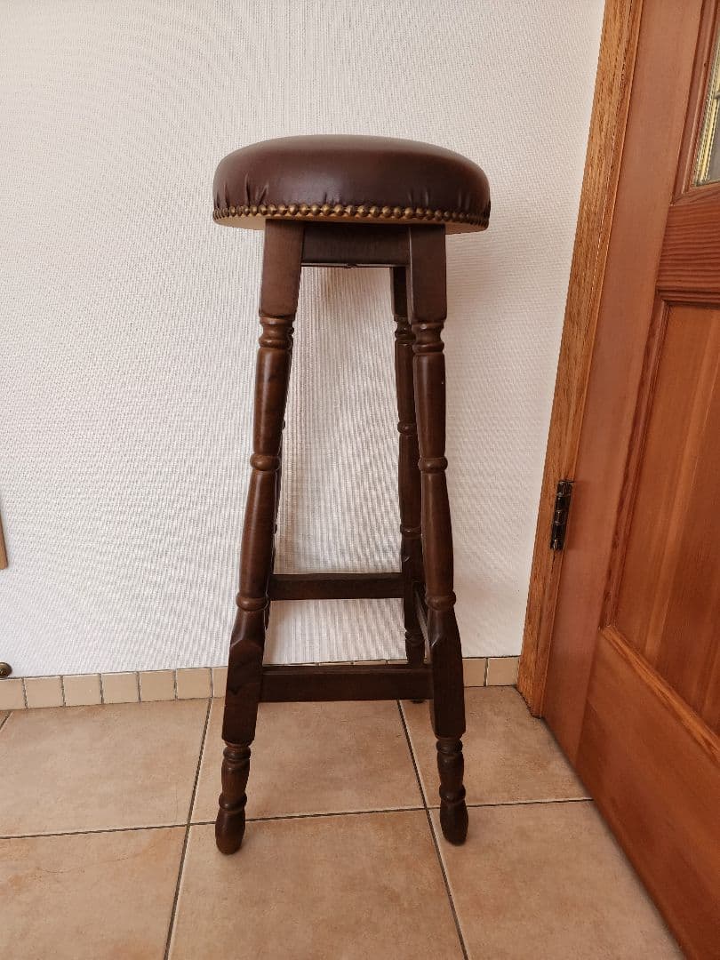 木製バースツール レザーシート付き