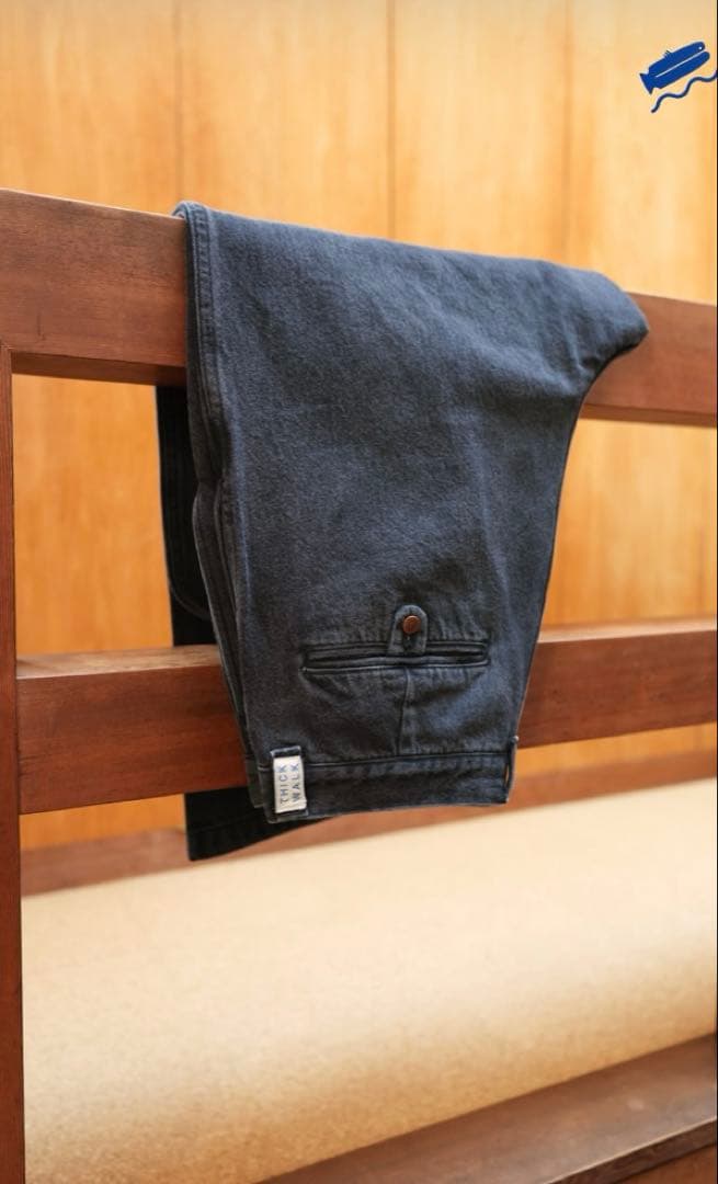 パンツ NOROLL THICK WALK PANTS BLACK DENIM M