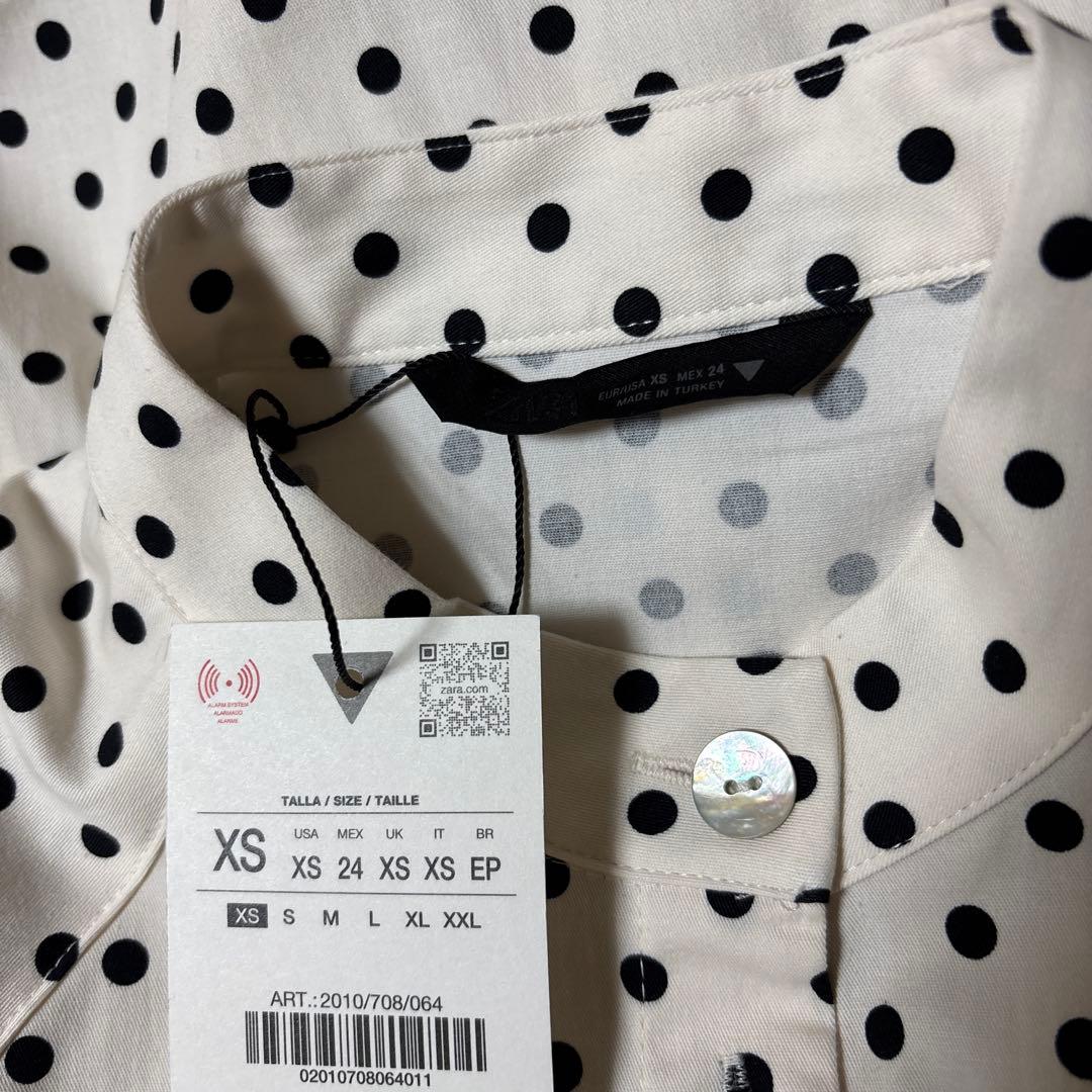 完売品⭐︎ZARA ドット柄シャツジャケット XS ホワイト/ブラック
