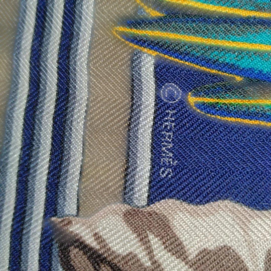 美品 ヴィンテージ HERMES カレ90 オウム カシミヤ＆シルク